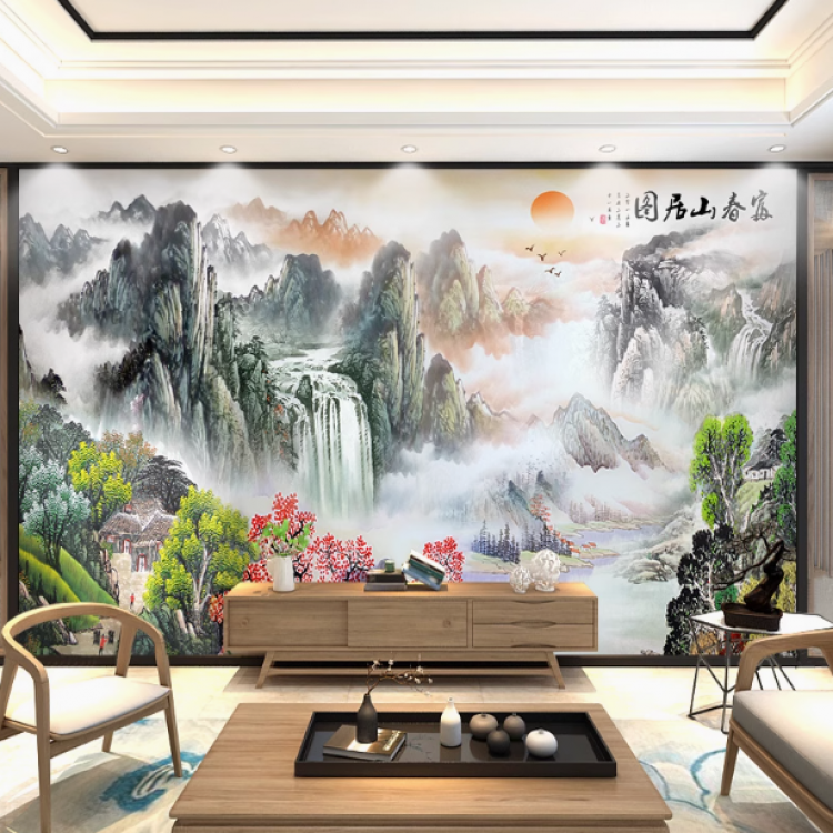 Wallpaper customization TV background wall 8d 3D mural new living room bedroom headboard wallpaper-4